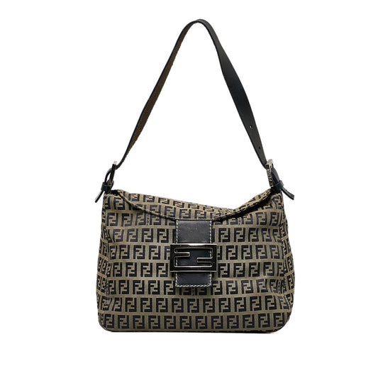 Luxury FendiZucchino Canvas Double Flap Shoulder Bag (SHG-WJNWvP)