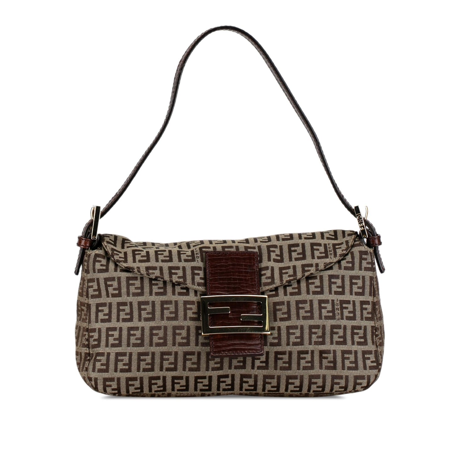 Luxury FendiZucchino Canvas Double Flap Shoulder Bag (SHG-mBkFfe)