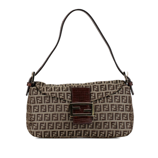 Luxury FendiZucchino Canvas Double Flap Shoulder Bag (SHG-mBkFfe)