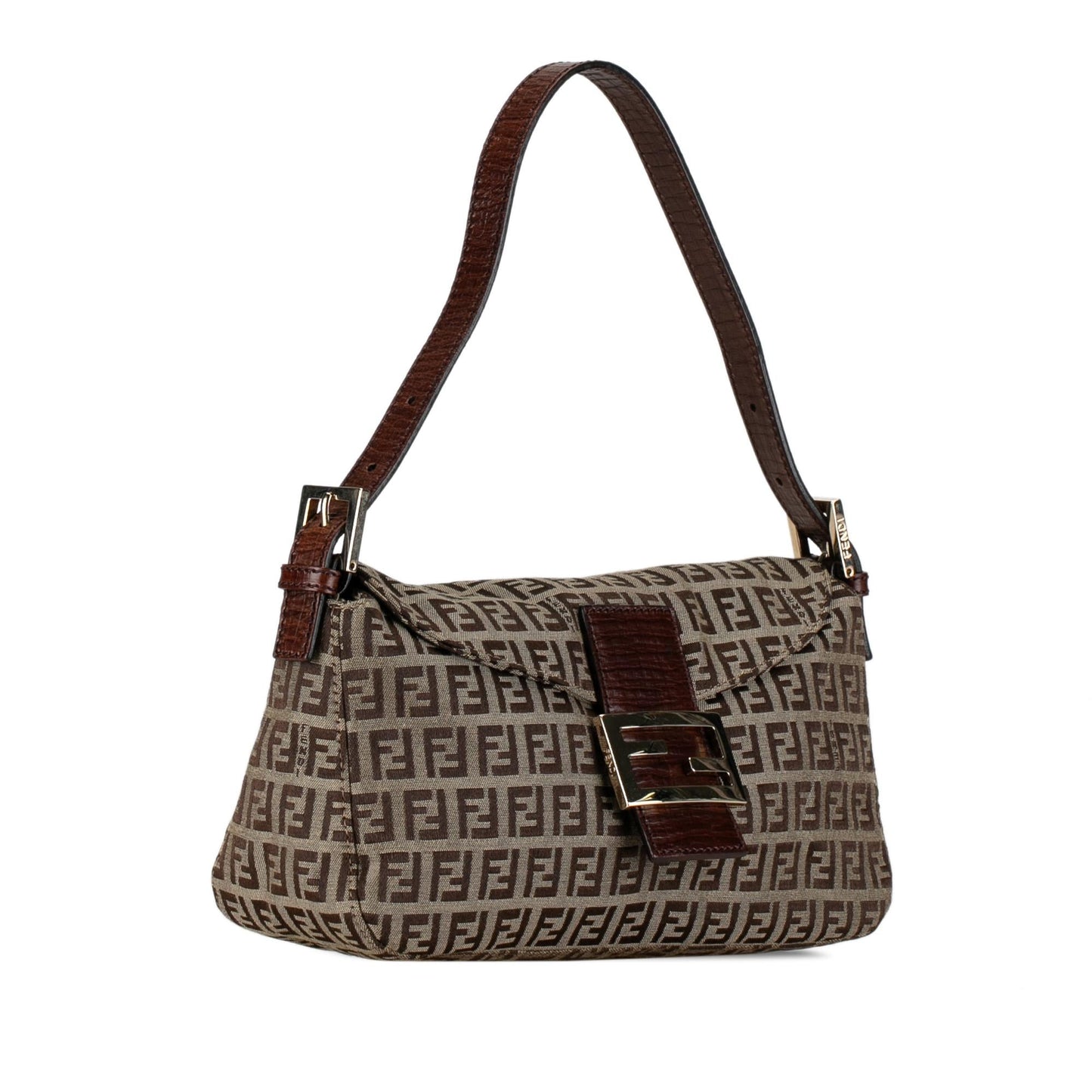 Luxury FendiZucchino Canvas Double Flap Shoulder Bag (SHG-mBkFfe)