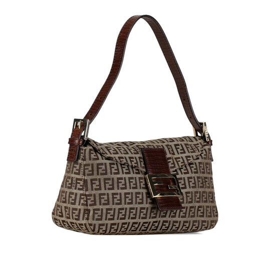 Luxury FendiZucchino Canvas Double Flap Shoulder Bag (SHG-mBkFfe)