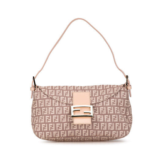 Luxury FendiZucchino Canvas Double Flap Shoulder Bag (SHG-8kx2Pu)