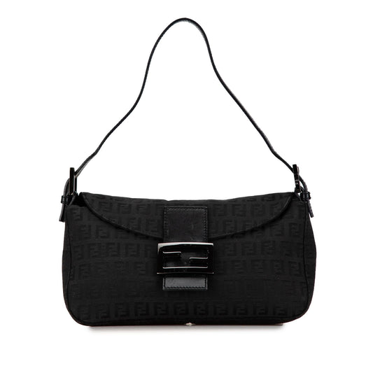 Luxury FendiZucchino Canvas Double Flap Shoulder Bag (SHG-CGy5Y0)