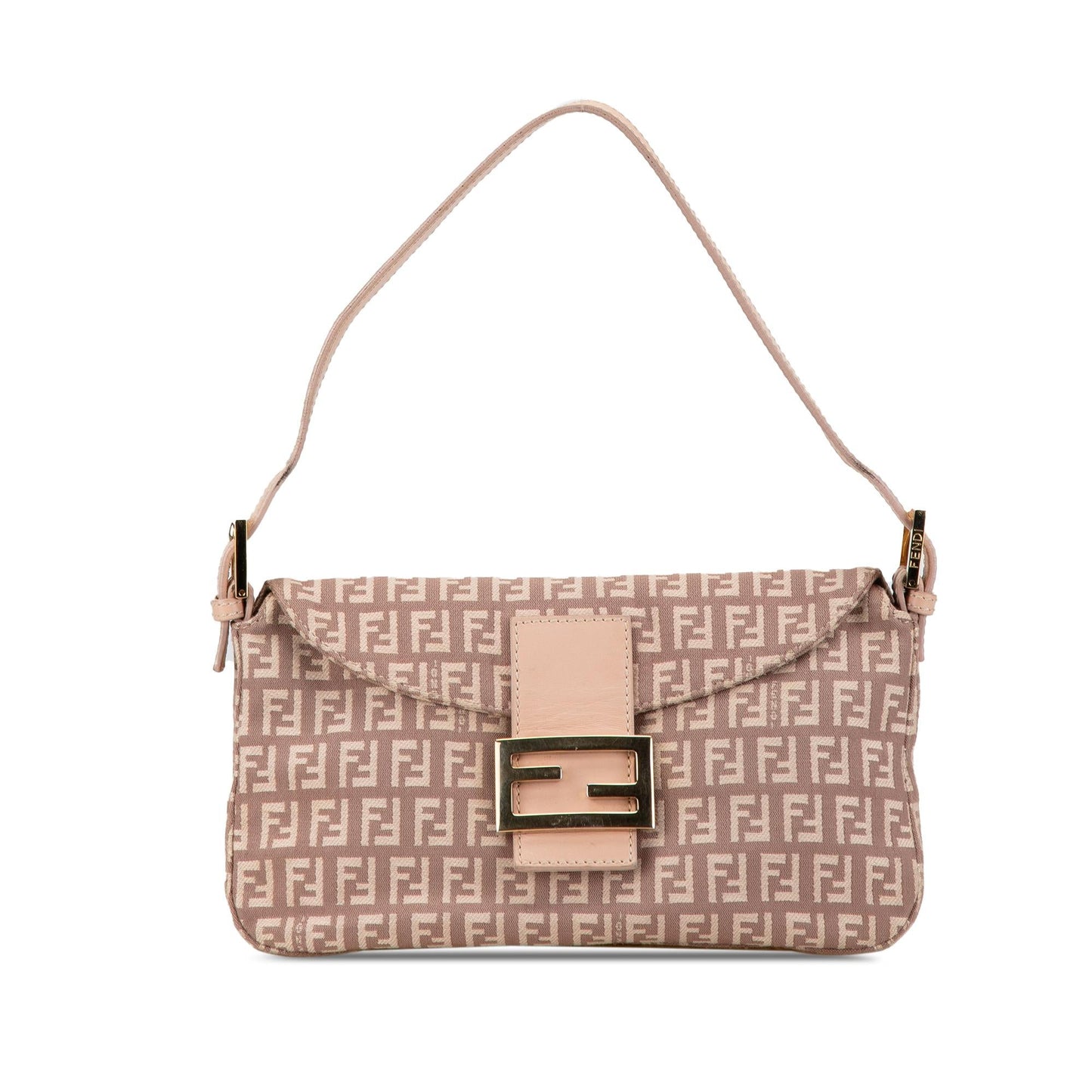 Luxury FendiZucchino Canvas Double Flap Shoulder Bag (SHG-W6URSq)