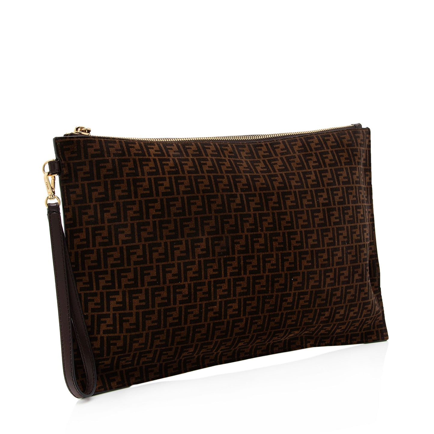 Luxury FendiZucchino Suede Large Flat Pouch (SHF-79WgbJ)