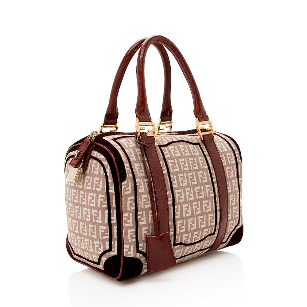 Luxury FendiZucchino Velvet Small Boston Satchel (SHF-18601)