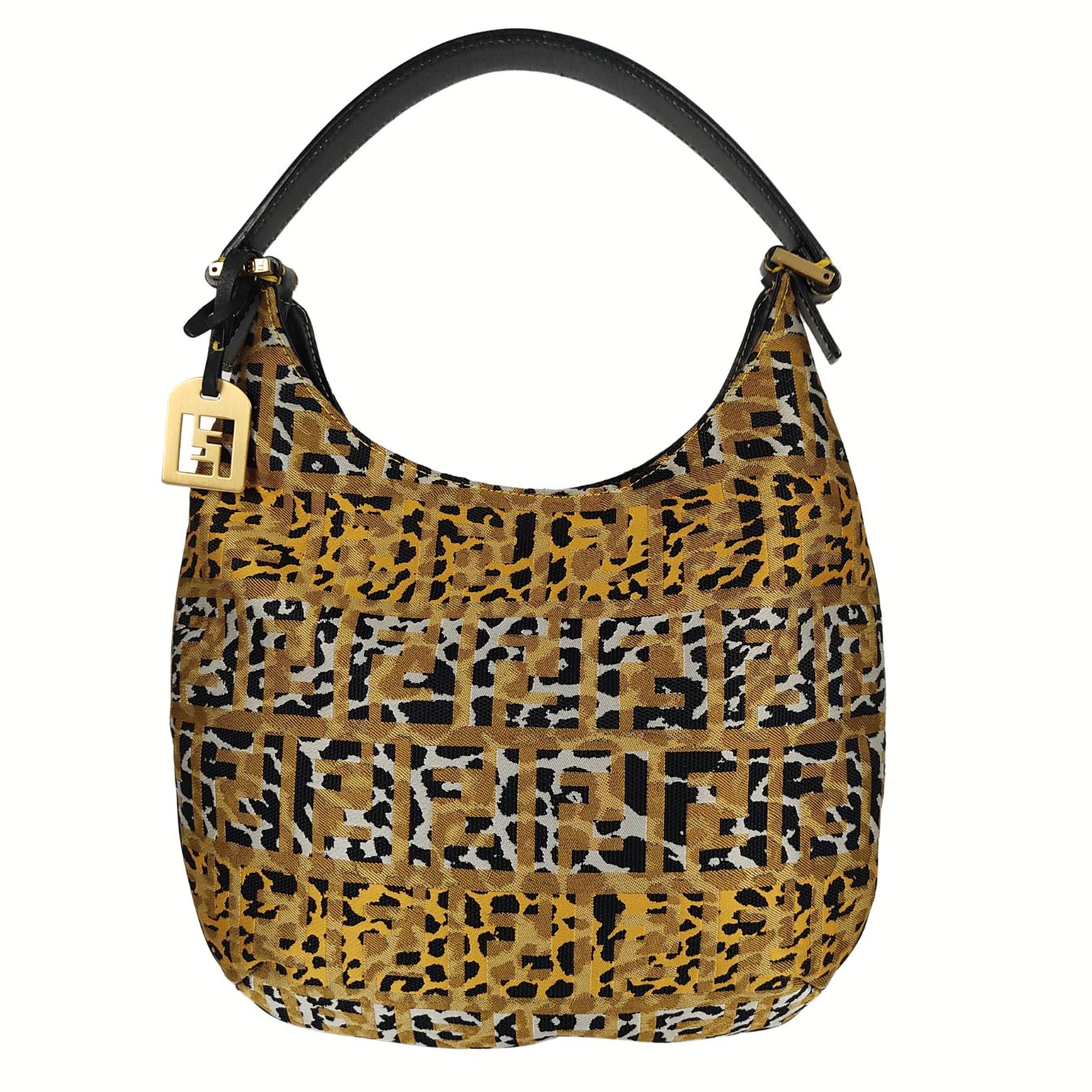 Luxury FendiLuxury FendiHobo handbag in animalier canvas - '10s
