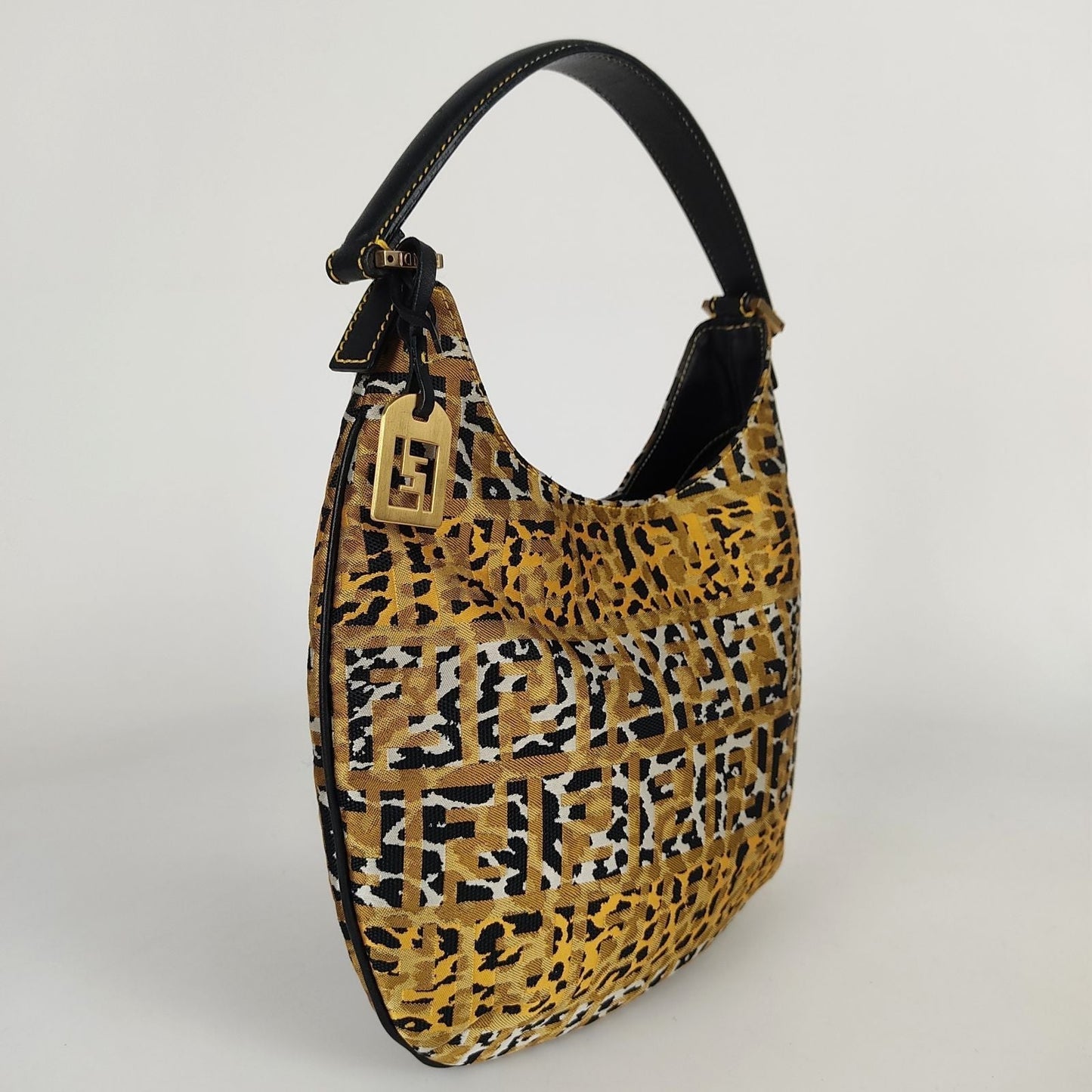 Luxury FendiLuxury FendiHobo handbag in animalier canvas - '10s