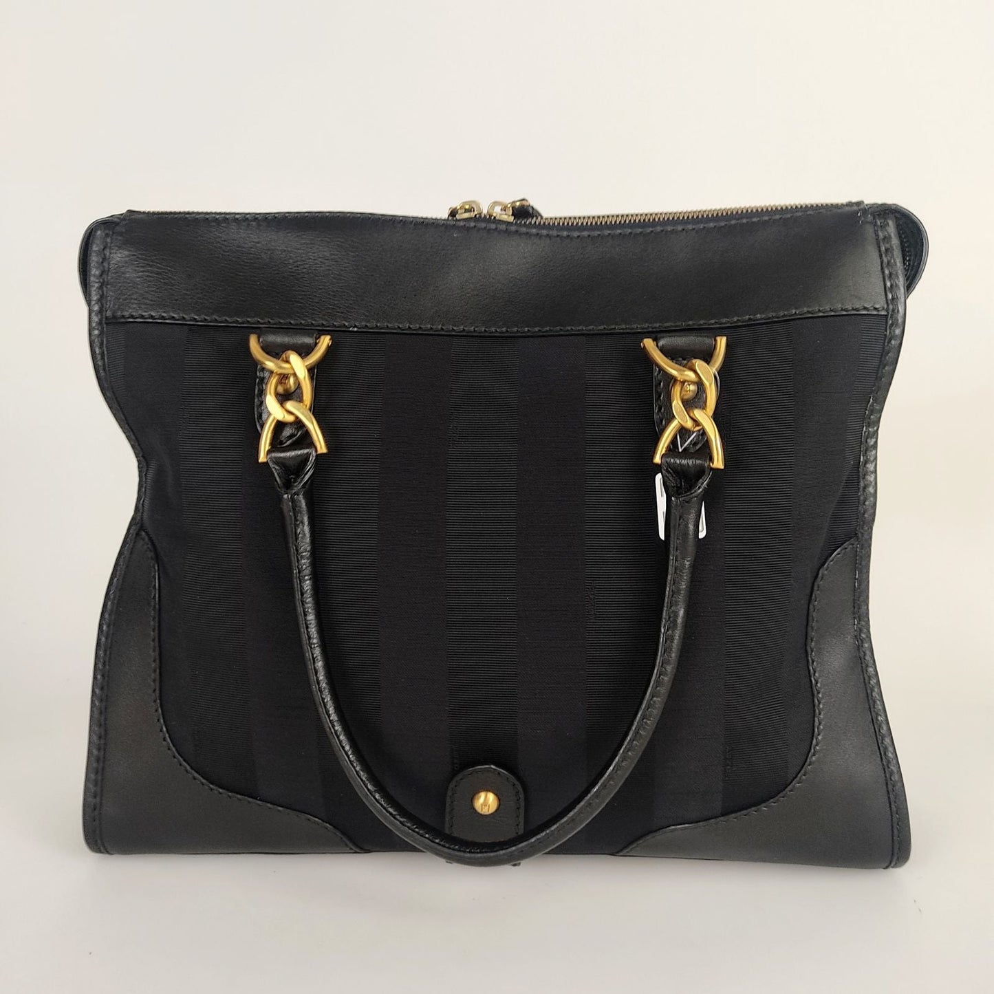 Luxury FendiLuxury Fendihandbag in Pacan canvas and black leather - '10s