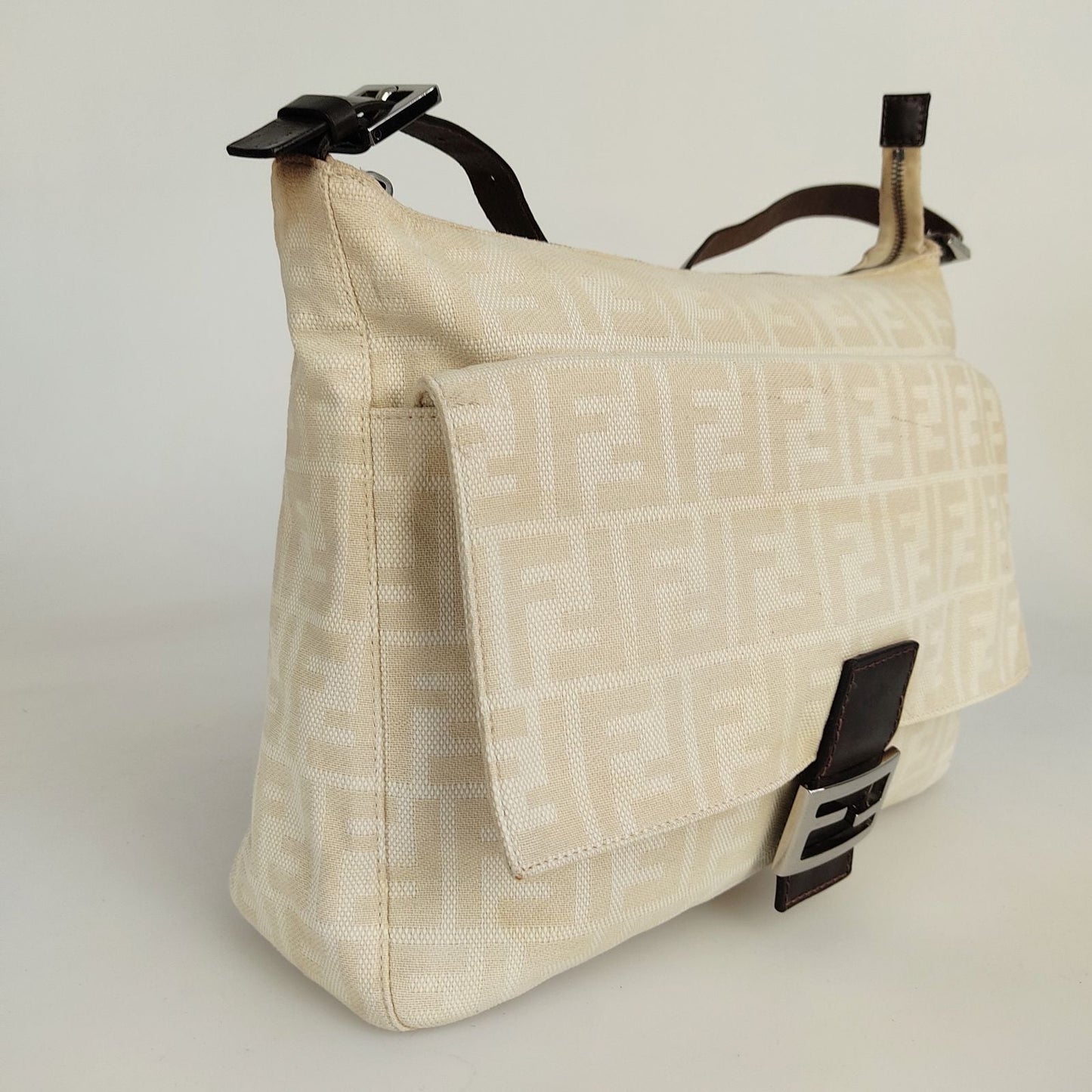 Luxury FendiLuxury FendiMamma shoulder bag in beige monogram canvas - '10s