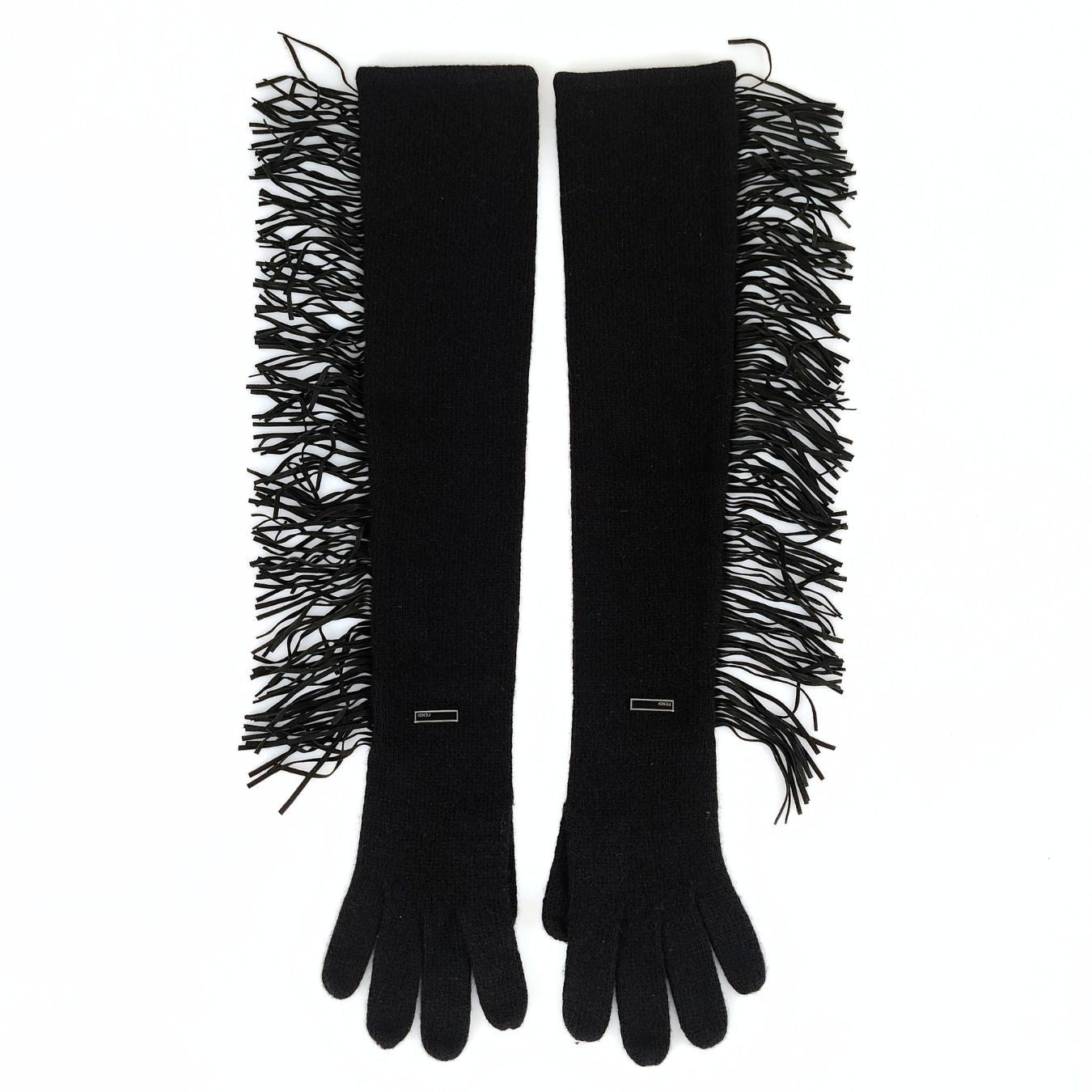 Luxury FendiLuxury Fendicashmere and leather long gloves - '10s
