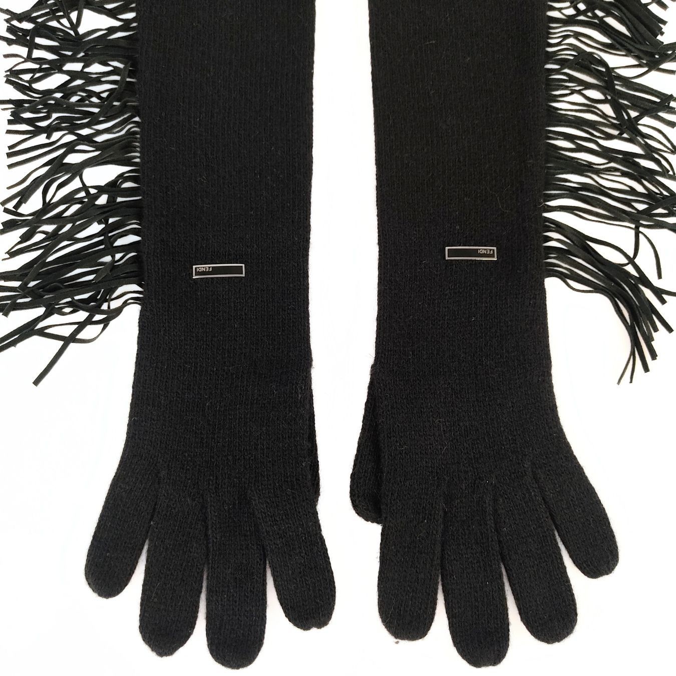 Luxury FendiLuxury Fendicashmere and leather long gloves - '10s