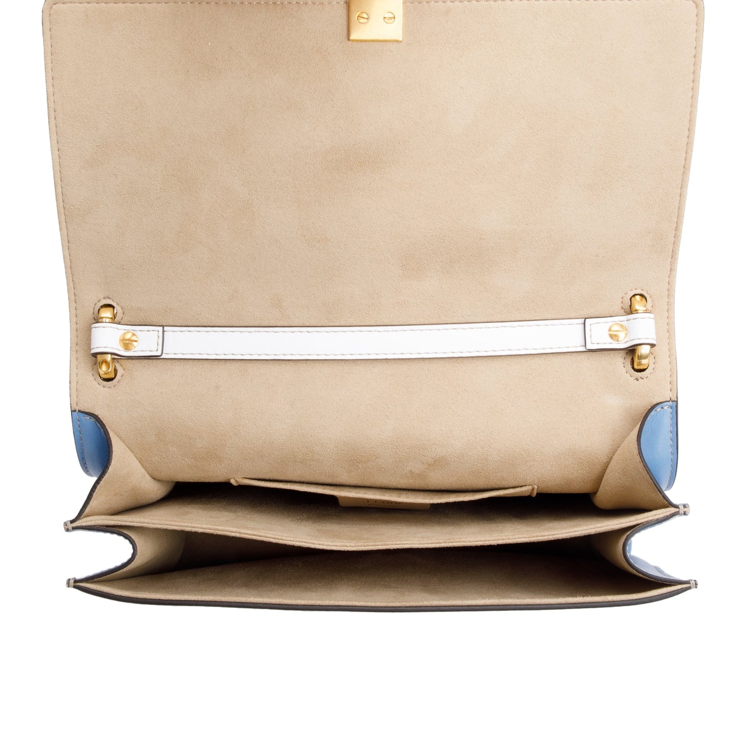 Fendi x Fila White Multicolor Calfskin Leather Logo Mania Kan I Shoulder Bag