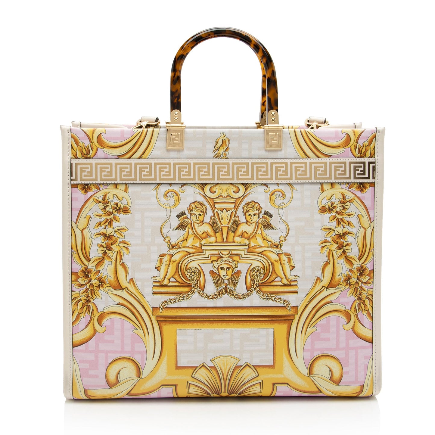 Luxury Fendix Versace Leather Fendace Sunshine Medium Shopper Tote (SHF-zbjp9N)