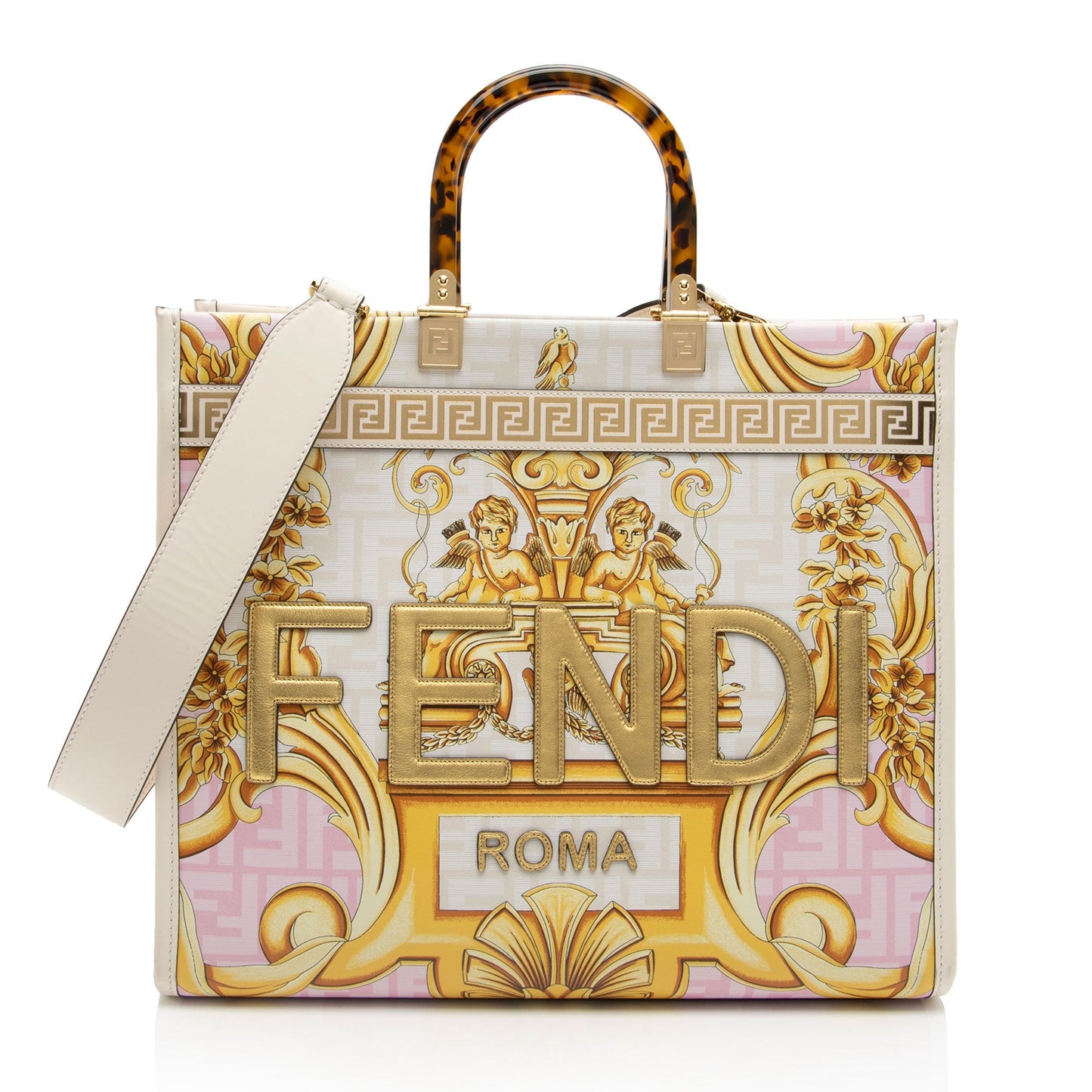 Luxury Fendix Versace Leather Fendace Sunshine Medium Shopper Tote (SHF-zbjp9N)