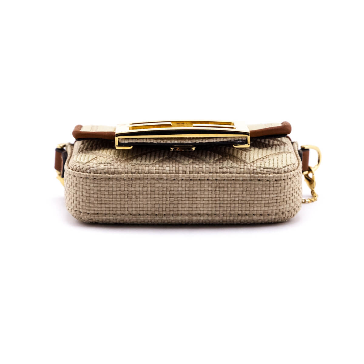 Luxury FendiBeige Natural Raffia FF Nano Baguette Charm