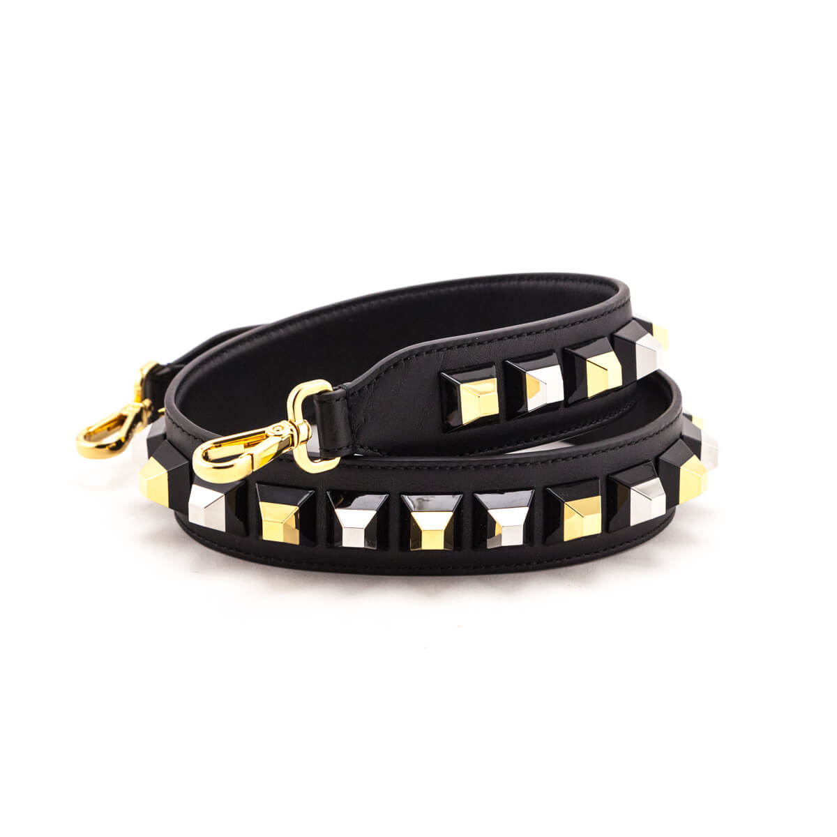 Luxury FendiBlack Calfskin Studded Strap You Strap