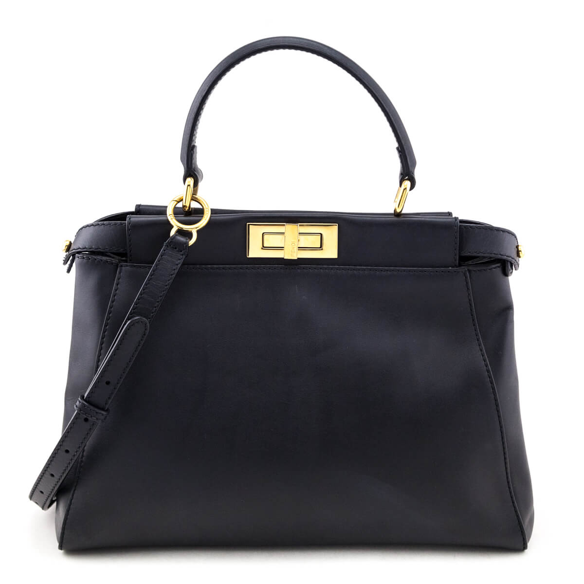 Luxury FendiBlack Nappa Medium Peekaboo Iconic Satchel