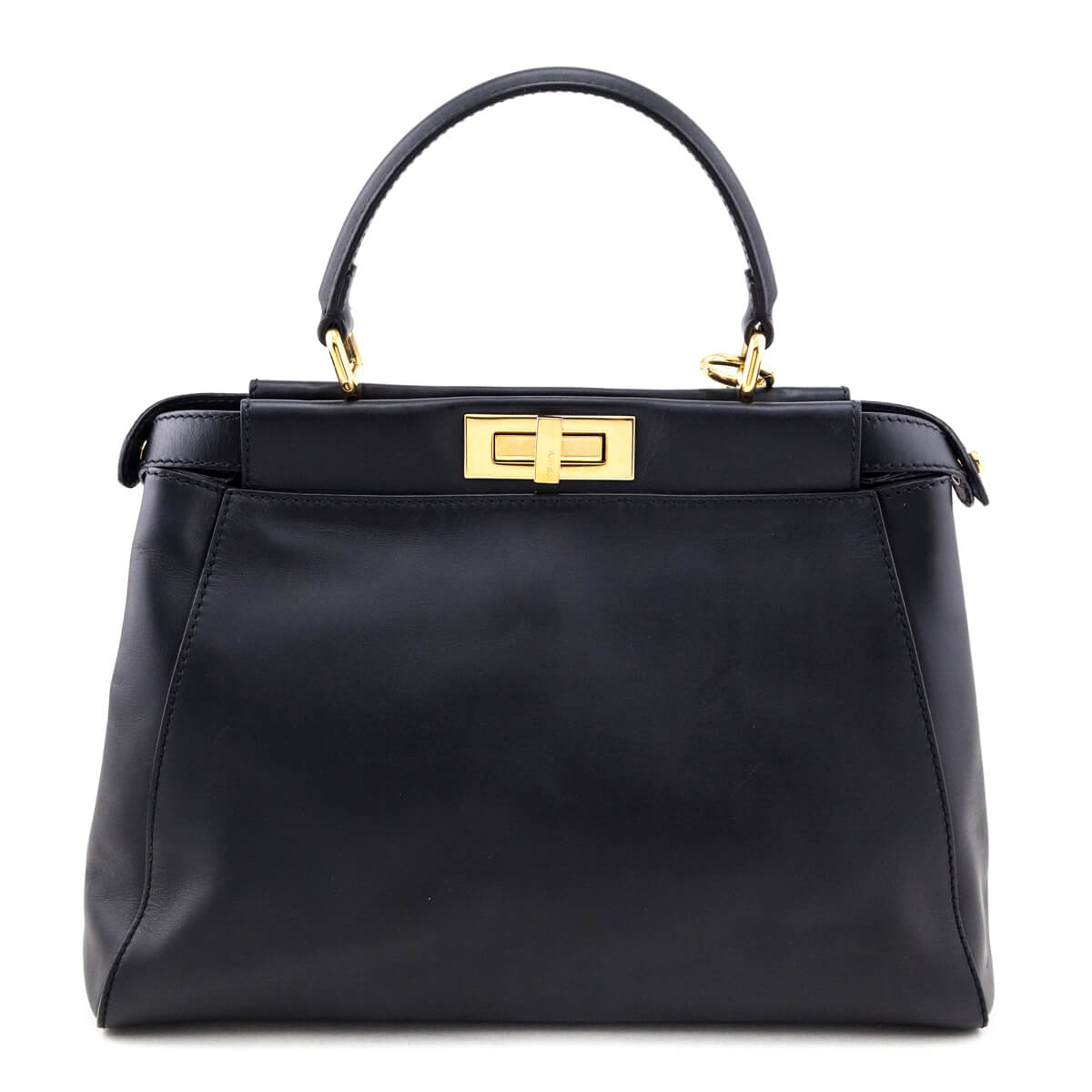 Luxury FendiBlack Nappa Medium Peekaboo Iconic Satchel