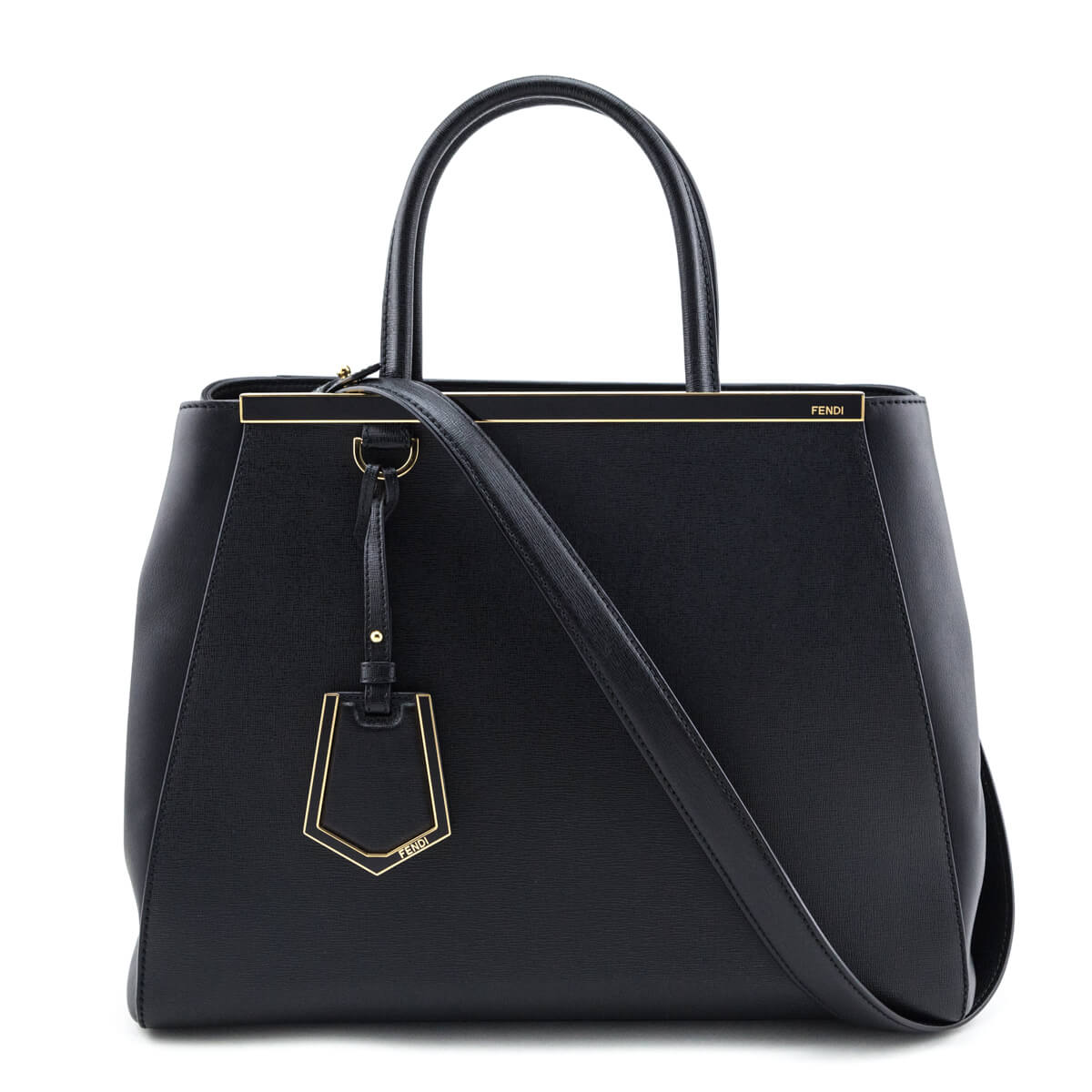 Luxury FendiBlack Vitello Elite Regular 2Jours Tote