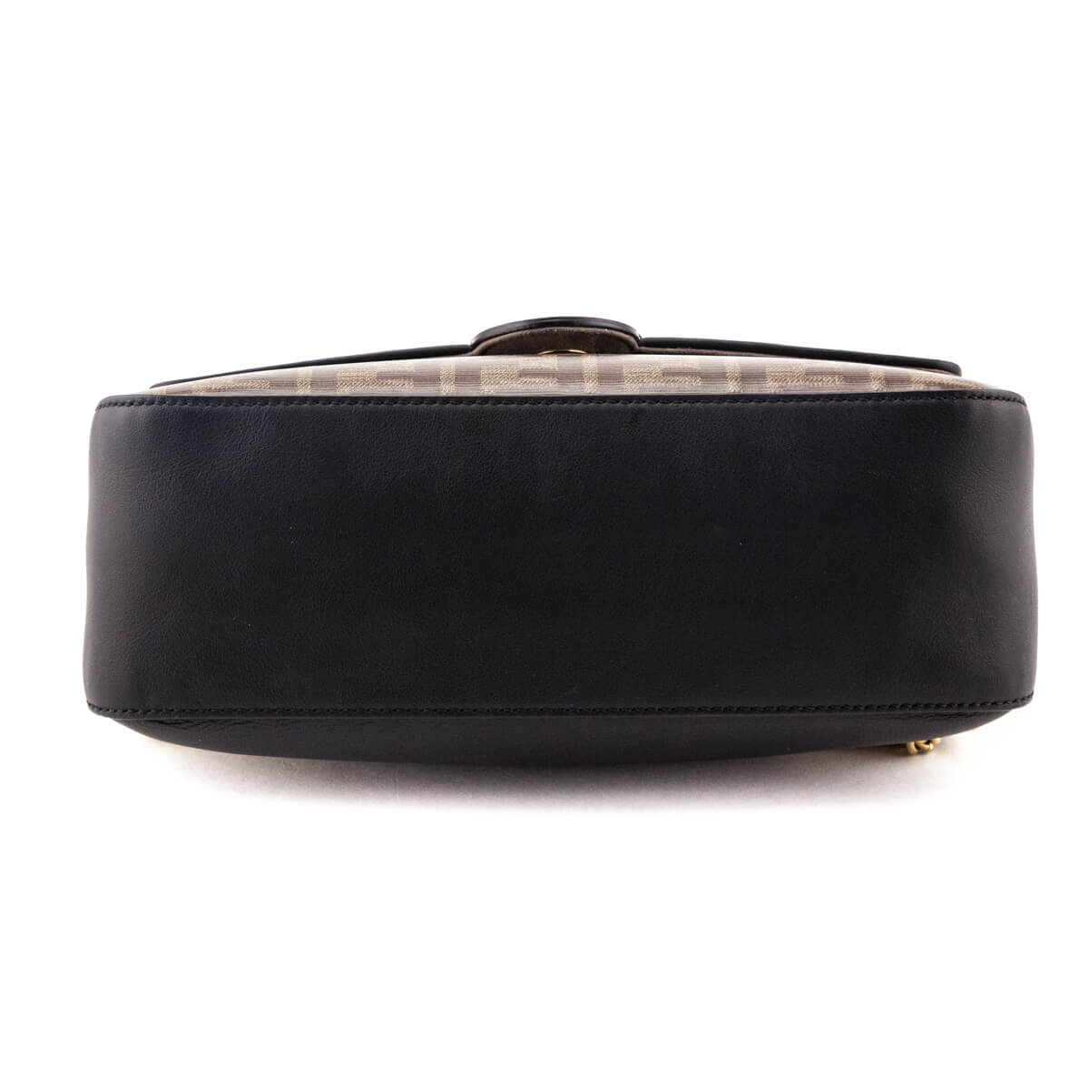 Luxury FendiBlack & Mogano Panna Calfskin Glazed Fabric FF 1974 Double F Shoulder Bag