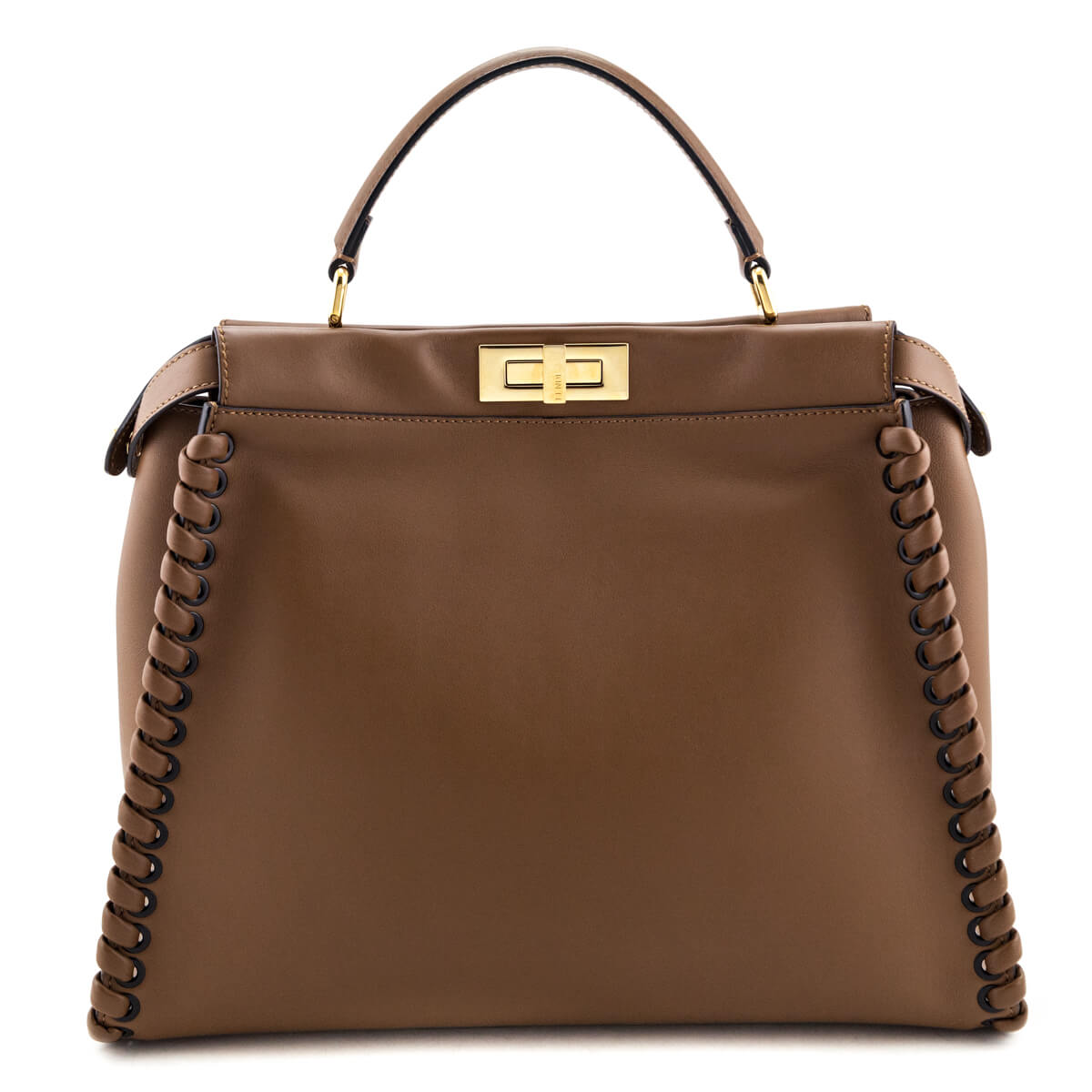 Luxury FendiBrown Whipstitched Leather Large Peekaboo