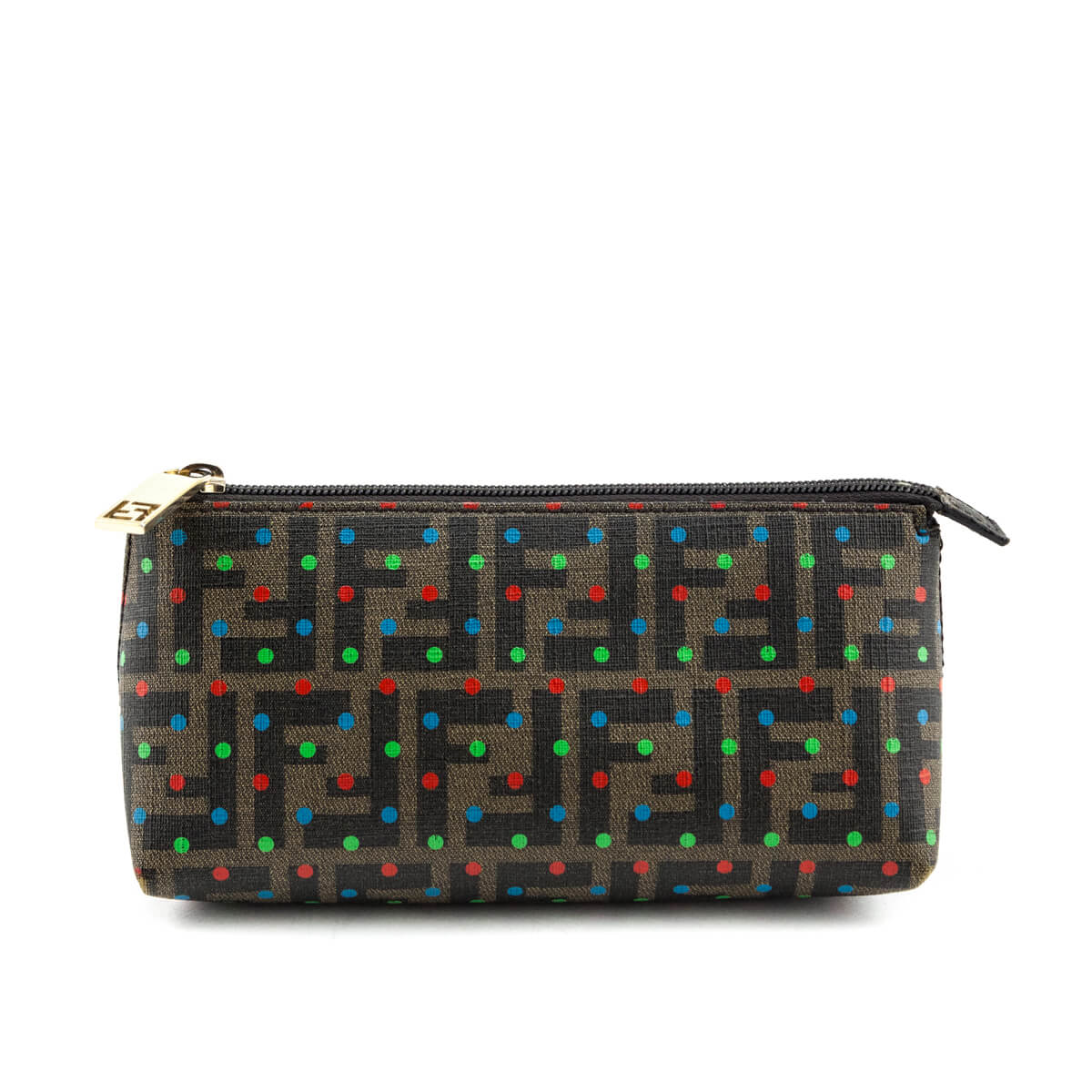 Luxury FendiBrown Zucca Spalmati Polka Dot Pouch