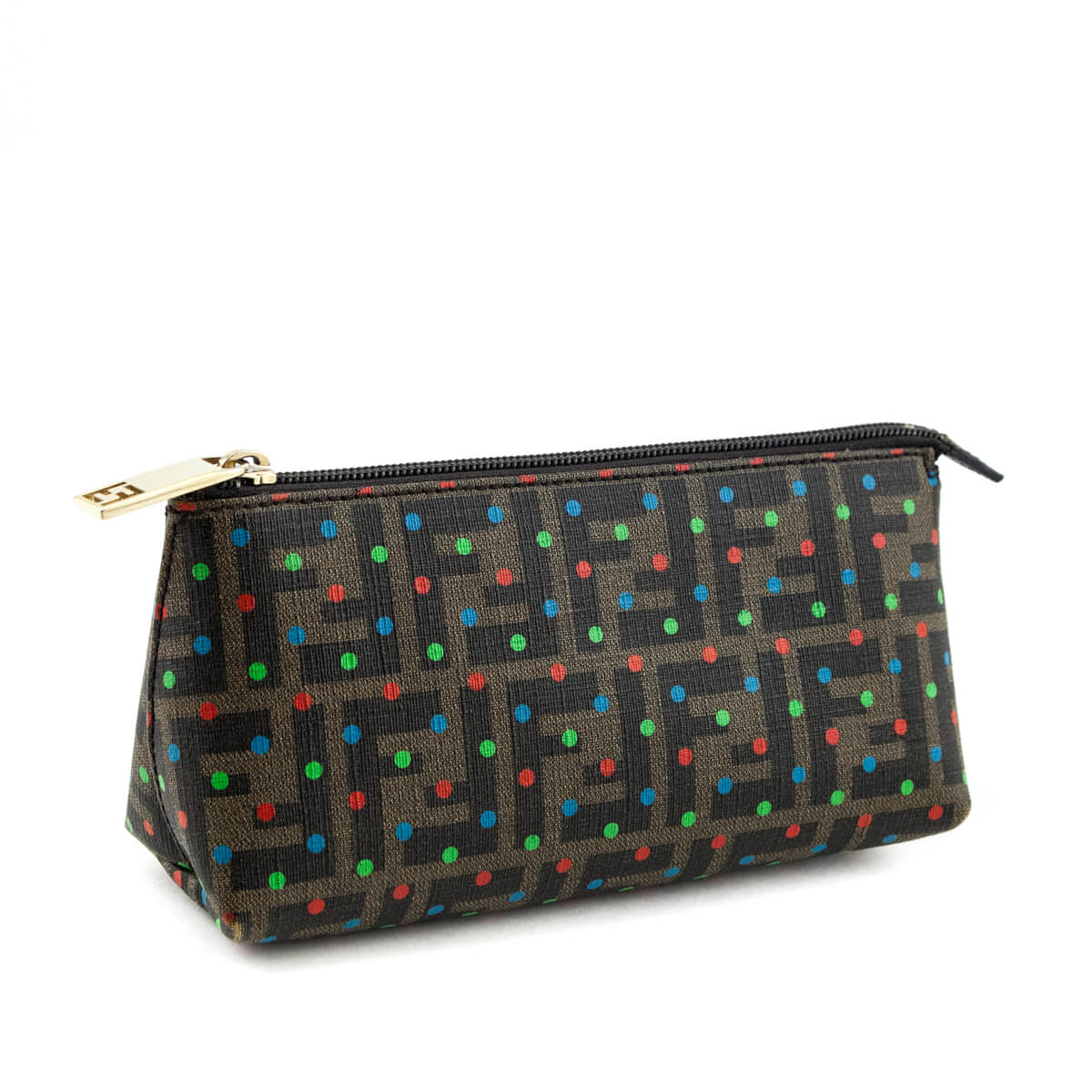 Luxury FendiBrown Zucca Spalmati Polka Dot Pouch
