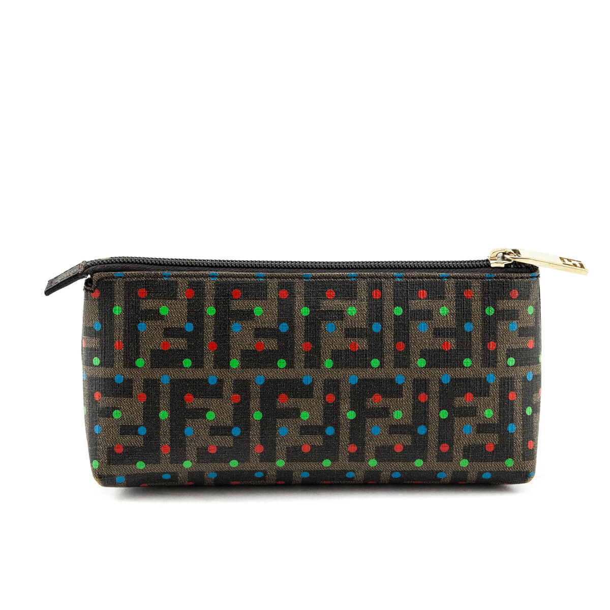 Luxury FendiBrown Zucca Spalmati Polka Dot Pouch