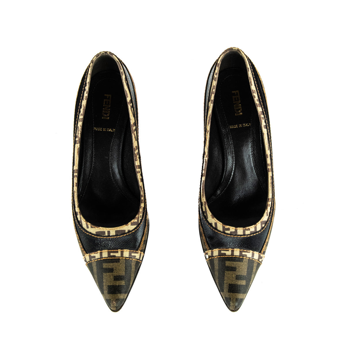 Luxury FendiBrown Zucca & Mesh Pumps Size US 7 | EU 37