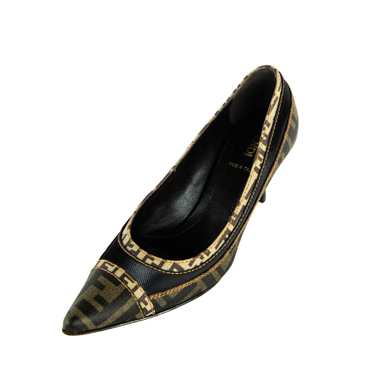 Luxury FendiBrown Zucca & Mesh Pumps Size US 7 | EU 37