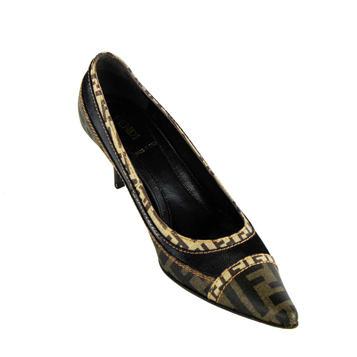 Luxury FendiBrown Zucca & Mesh Pumps Size US 7 | EU 37