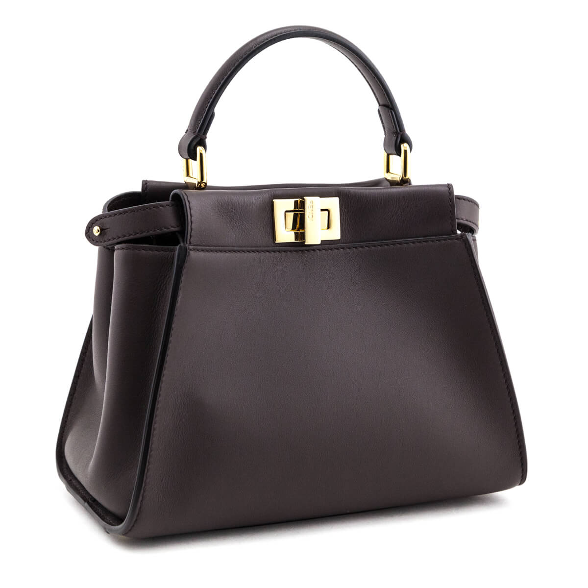 Luxury FendiChocolate Vitello Seta Mini Iconic Peekaboo Bag