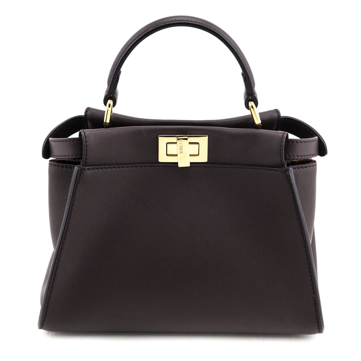 Luxury FendiChocolate Vitello Seta Mini Iconic Peekaboo Bag
