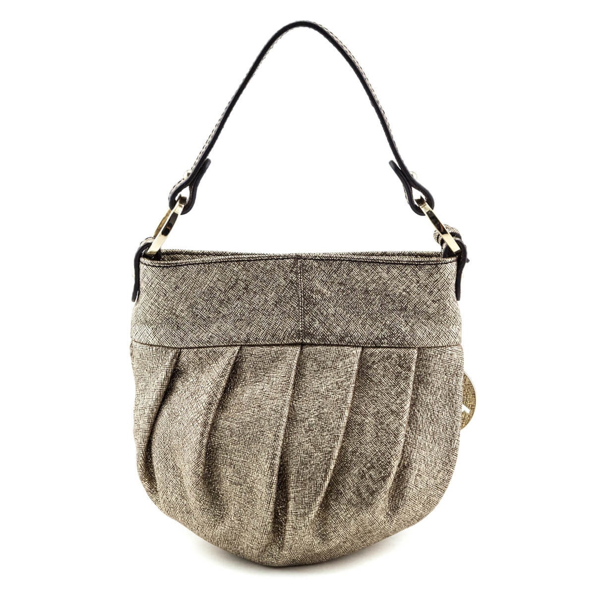 Luxury FendiGold Textured Leather Mini Chef Bag