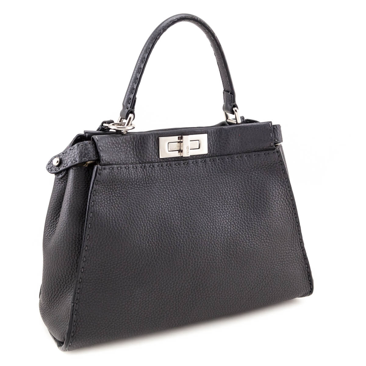 Luxury FendiGray Cuoio Romano Selleria Medium Peekaboo Iconic Satchel