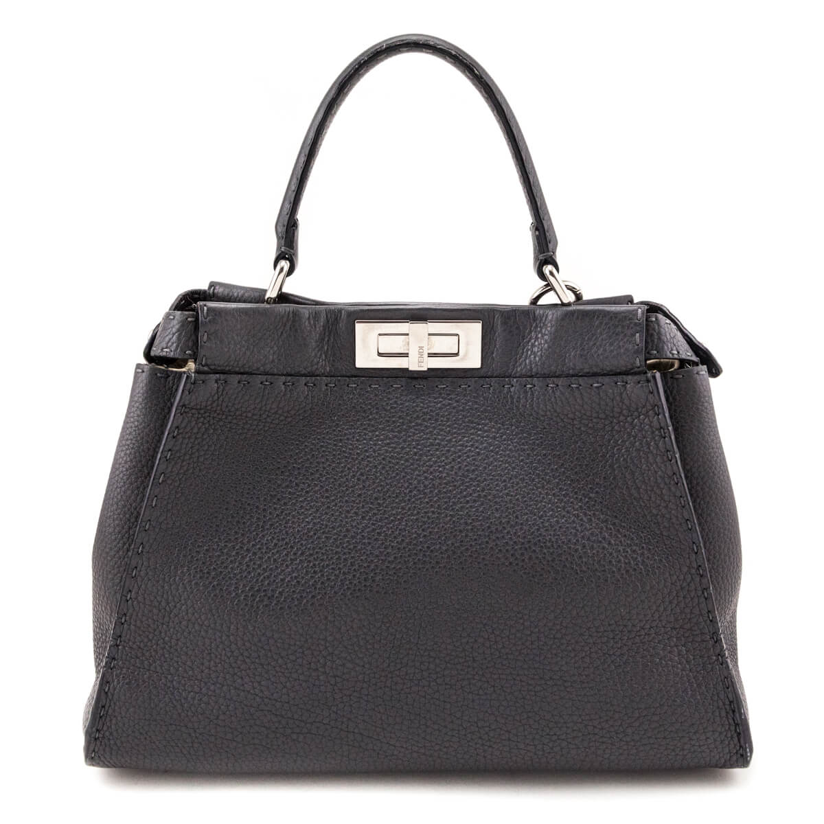Luxury FendiGray Cuoio Romano Selleria Medium Peekaboo Iconic Satchel