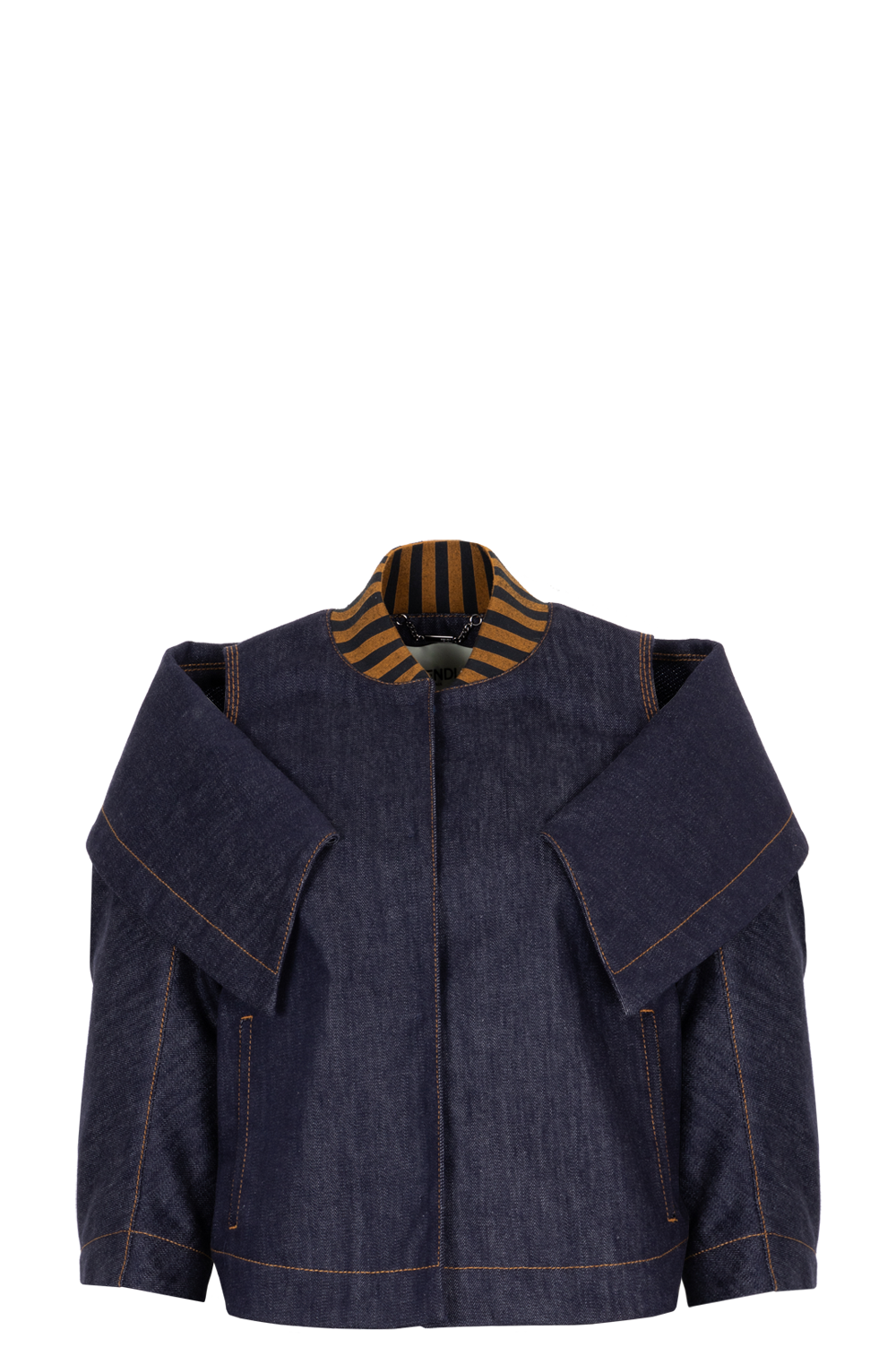 Luxury Fendi Shoulder Cut Out Denim Jacket