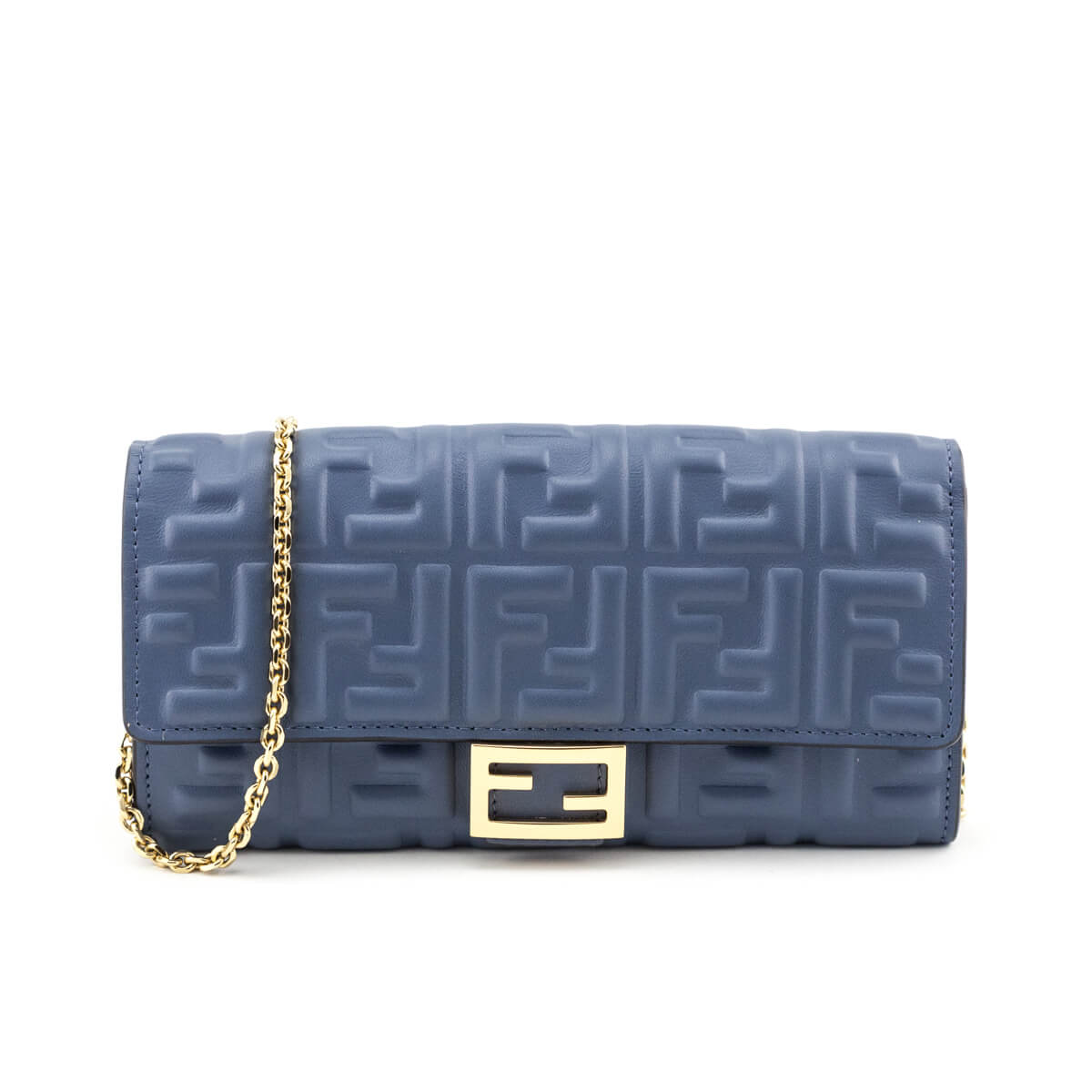 Luxury FendiMirto Nappa Matisse FF Embossed Continental Wallet On Chain