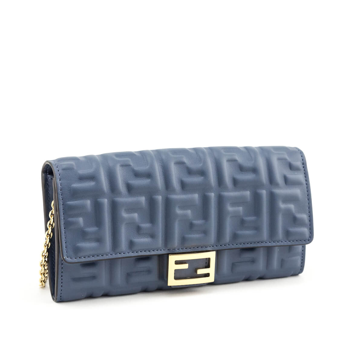 Luxury FendiMirto Nappa Matisse FF Embossed Continental Wallet On Chain
