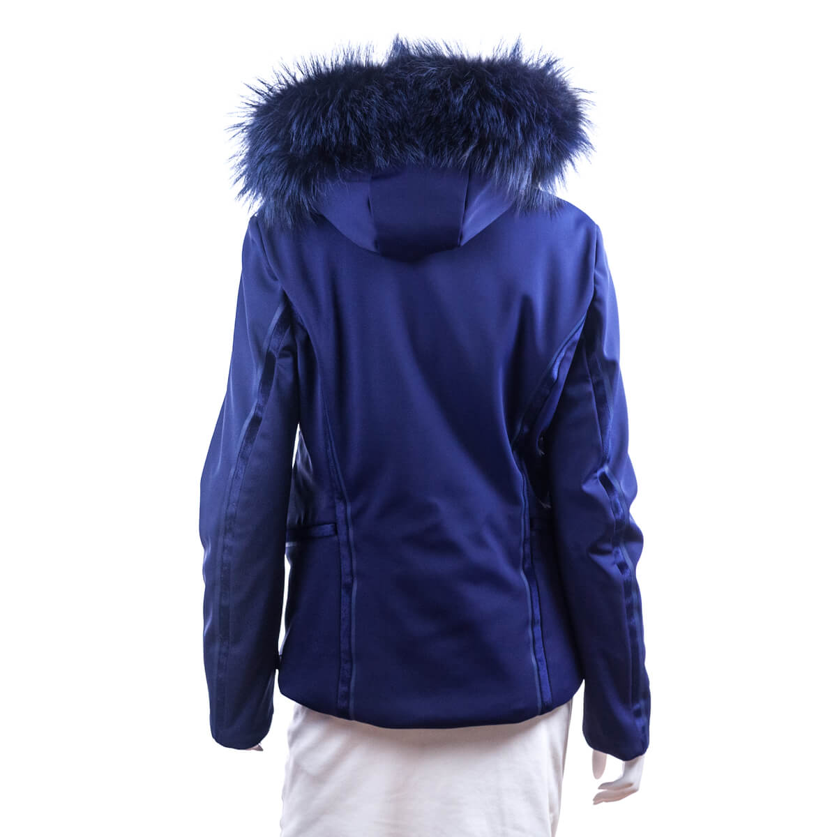 Luxury FendiNavy Fur Trim Hooded Ski Jacket Size L | US 10