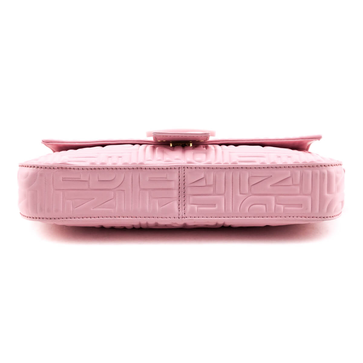 Luxury FendiPale Pink Nappa Logo Embossed Baguette