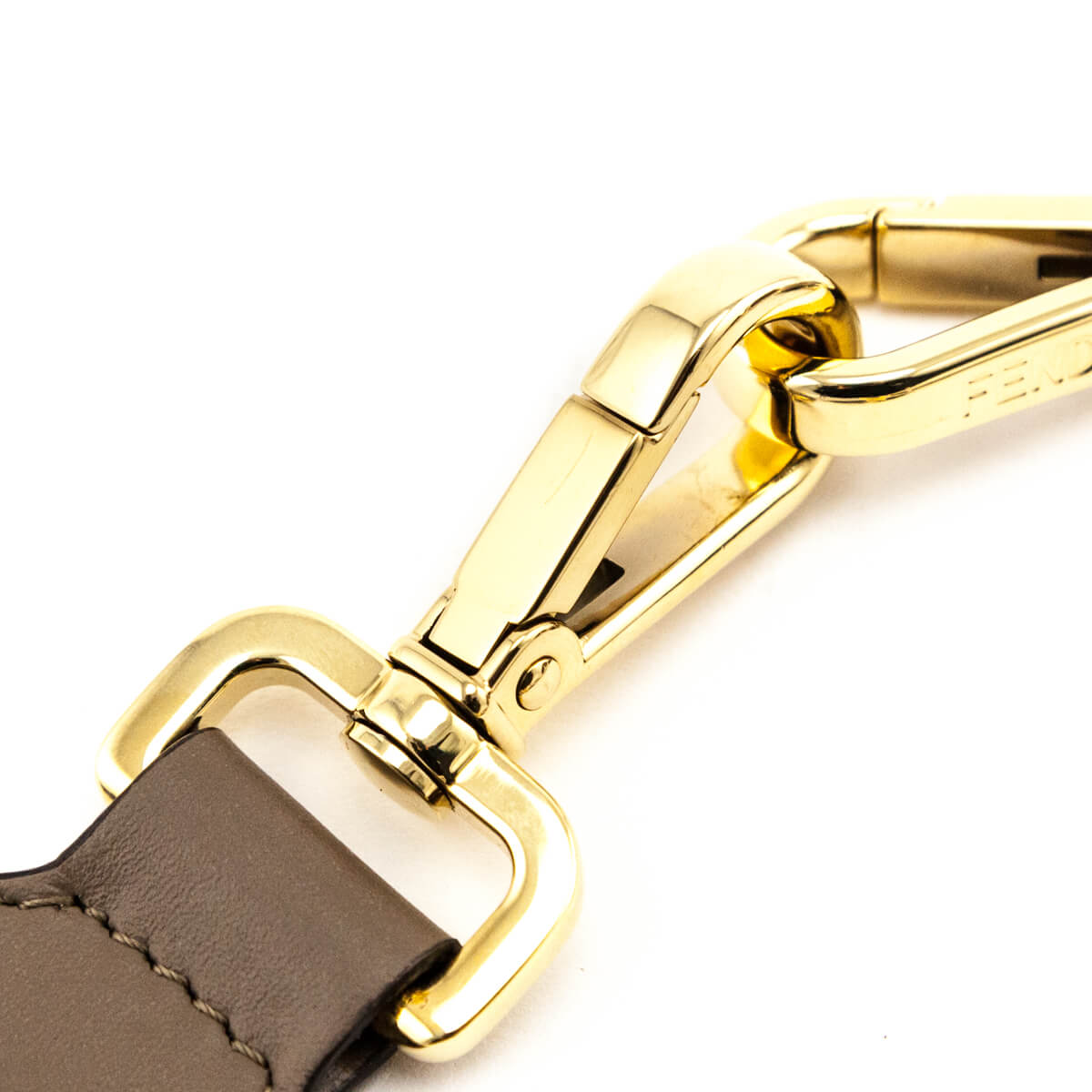 Luxury FendiPink & Gray Canvas Calfskin Ribbon Logo Strap You