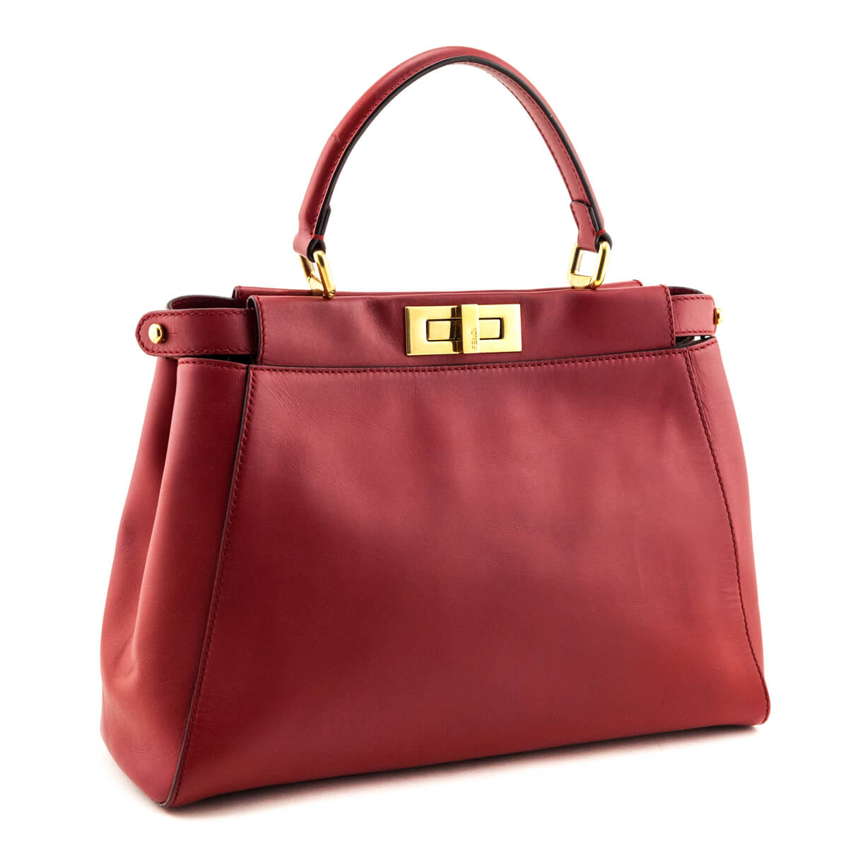 Luxury FendiRed Nappa Medium Peekaboo Bag