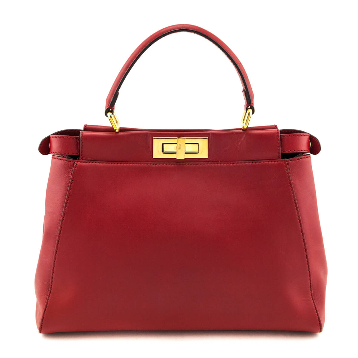 Luxury FendiRed Nappa Medium Peekaboo Bag