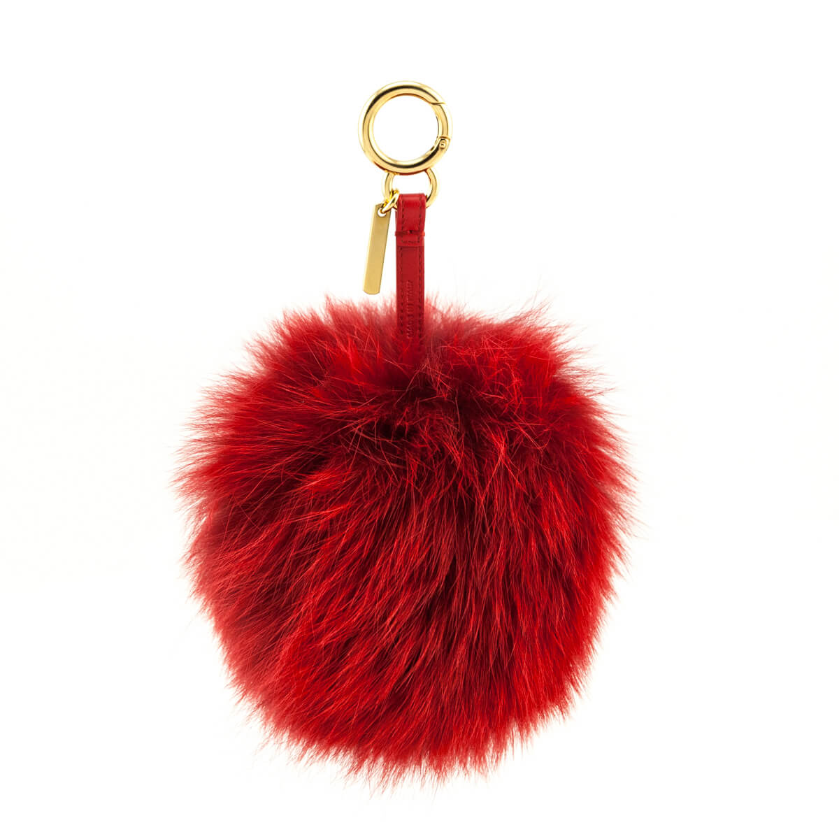 Luxury FendiRed & Pink Fox Fur Heart Pom Pom Bag Charm