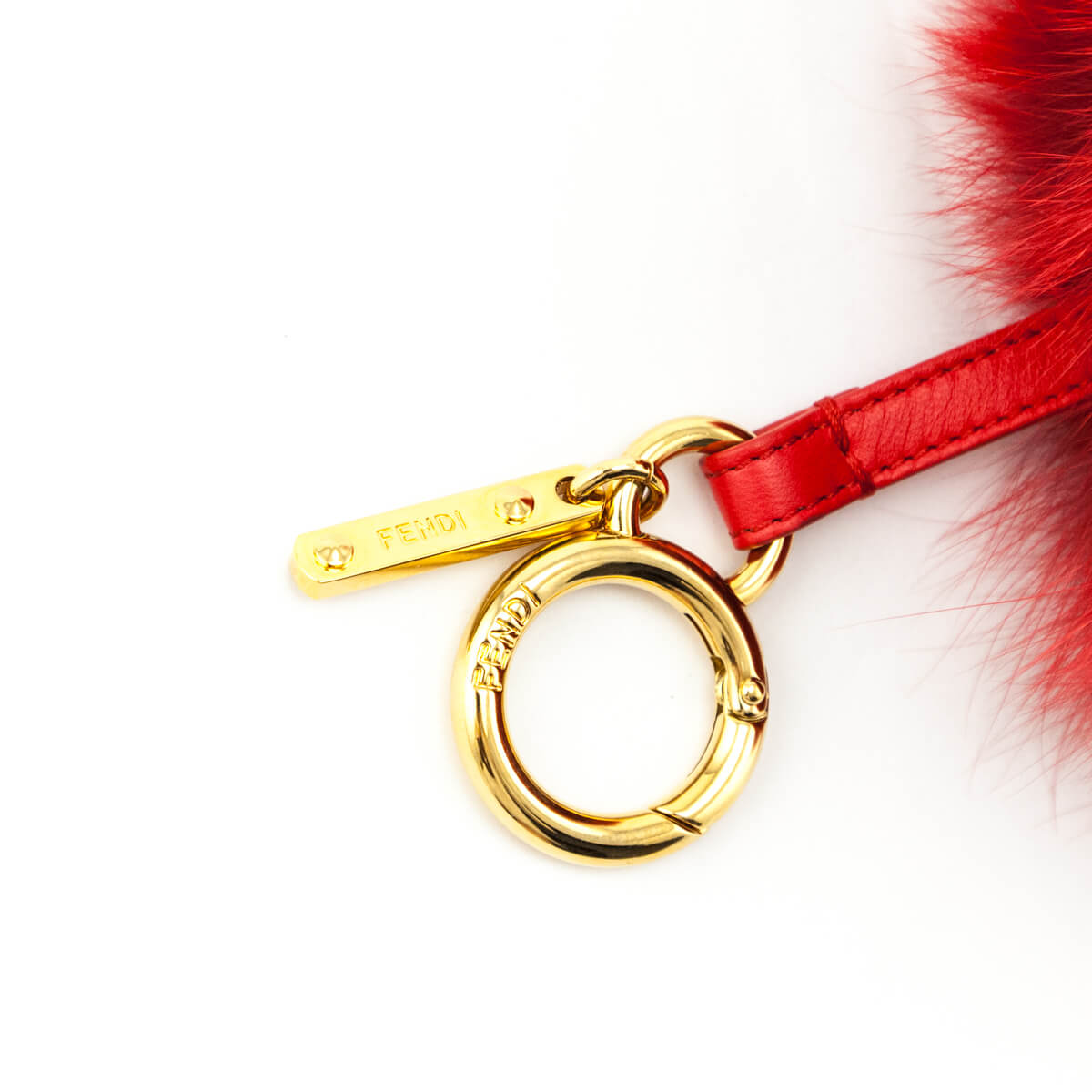 Luxury FendiRed & Pink Fox Fur Heart Pom Pom Bag Charm