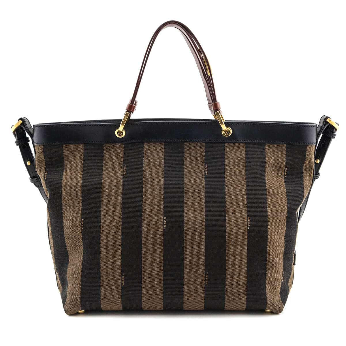 Luxury FendiTobacco Pequin Striped Vitello Tote