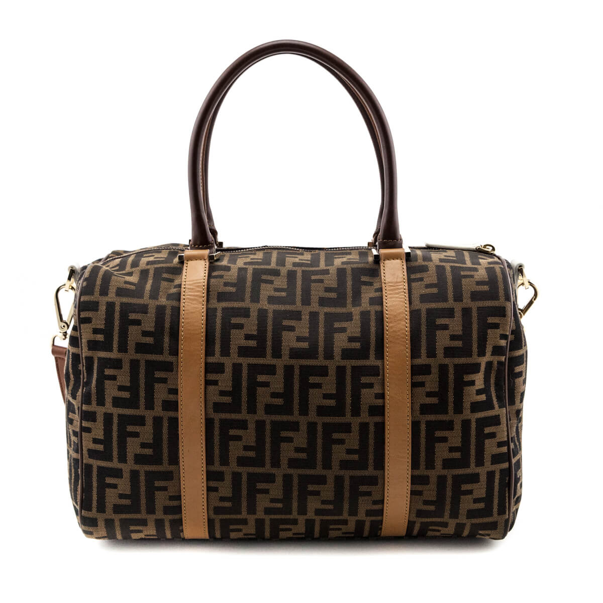 Luxury FendiTobacco Zucca Boston Satchel