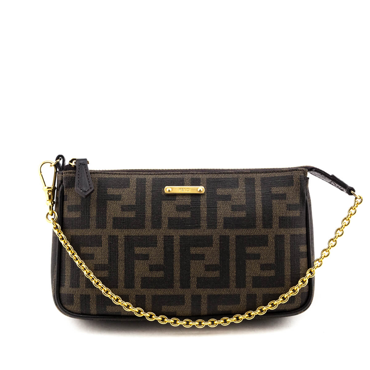 Luxury FendiTobacco Zucca Coated Canvas Small Pouch